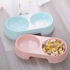 Double Plastic Pet Food & Water Bowl