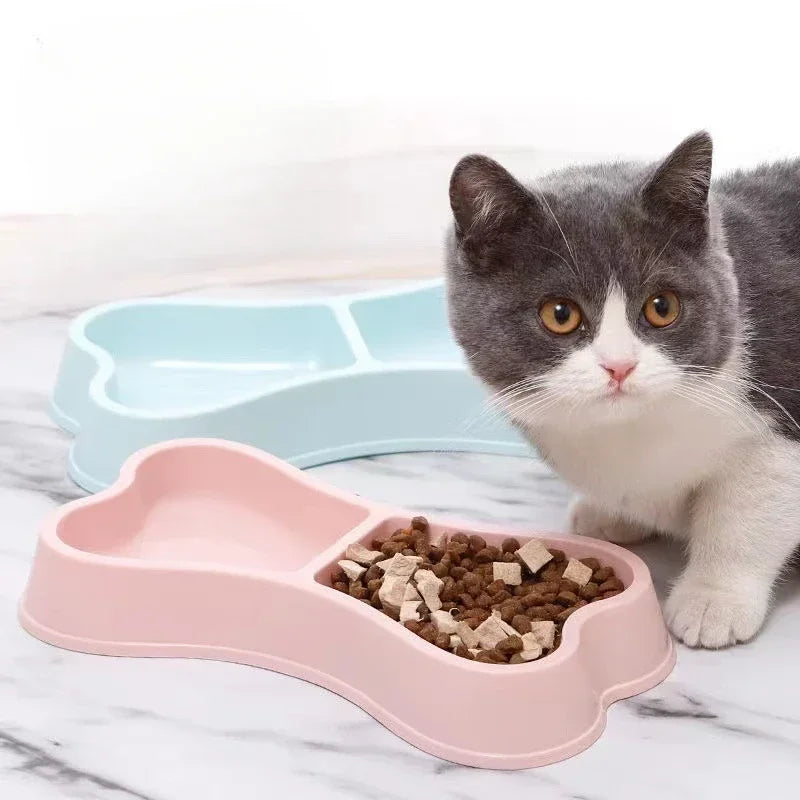 Plastic Cat Bowl Pet Food Bowl Double Bowl Macaron Color Dog Food Drinking Tray Feeding Cat Feeding Pet Supplies Dog Accessories